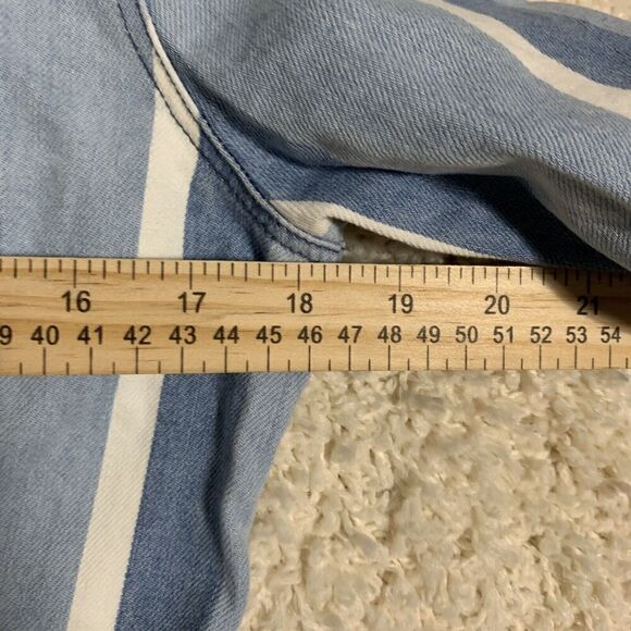 G-Star Raw 3301 Slim Jacket NWT Blue Denim Womens  Small Vesp Stripe Button Up - Picture 8 of 9